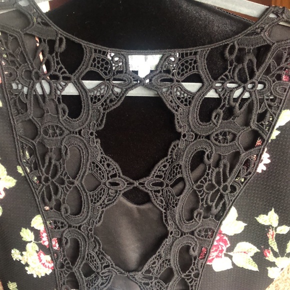 Black Floral Dress with Open Lace Back - Picture 7 of 8